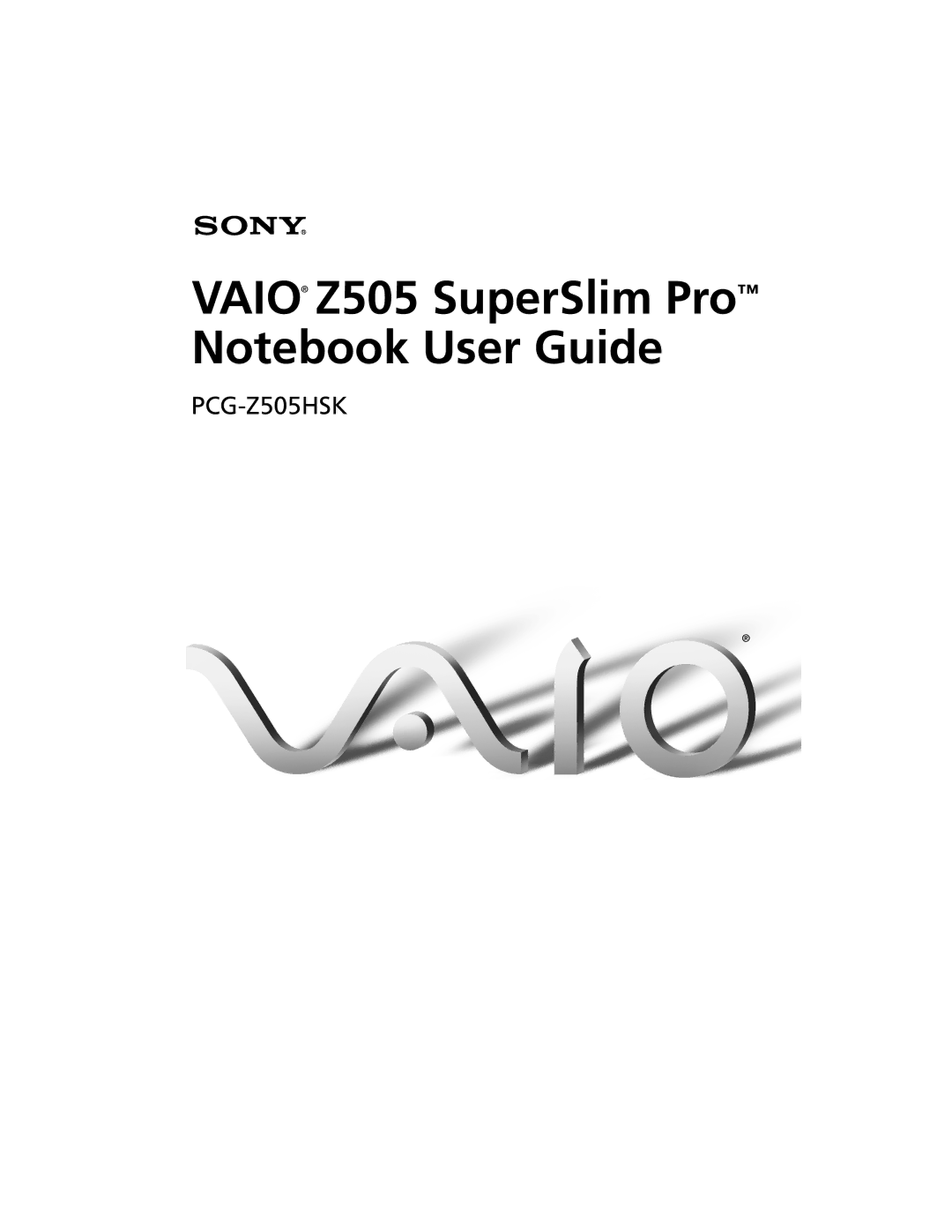 Sony PCG-Z505HSK manual Vaio Z505 SuperSlim Pro 