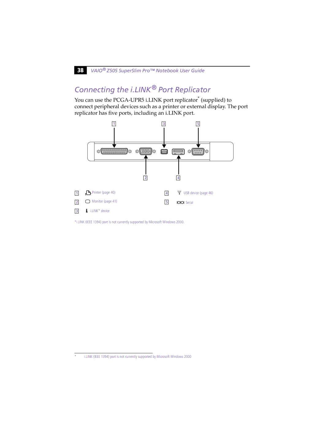 Sony PCG-Z505HSK manual Connecting the i.LINK Port Replicator 