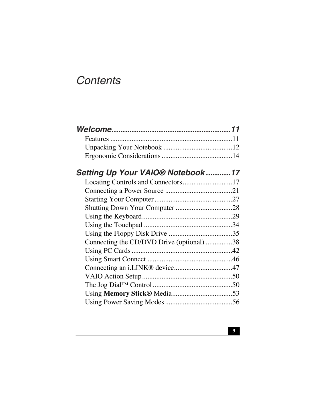 Sony PCG-Z505LSK, PCG-Z505LEK manual Contents 