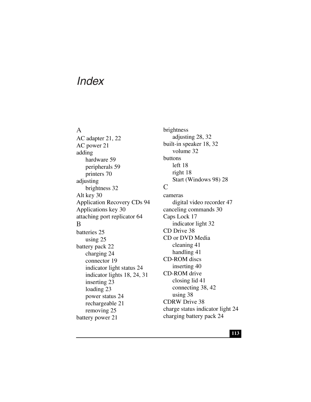 Sony PCG-Z505LSK, PCG-Z505LEK manual Index 