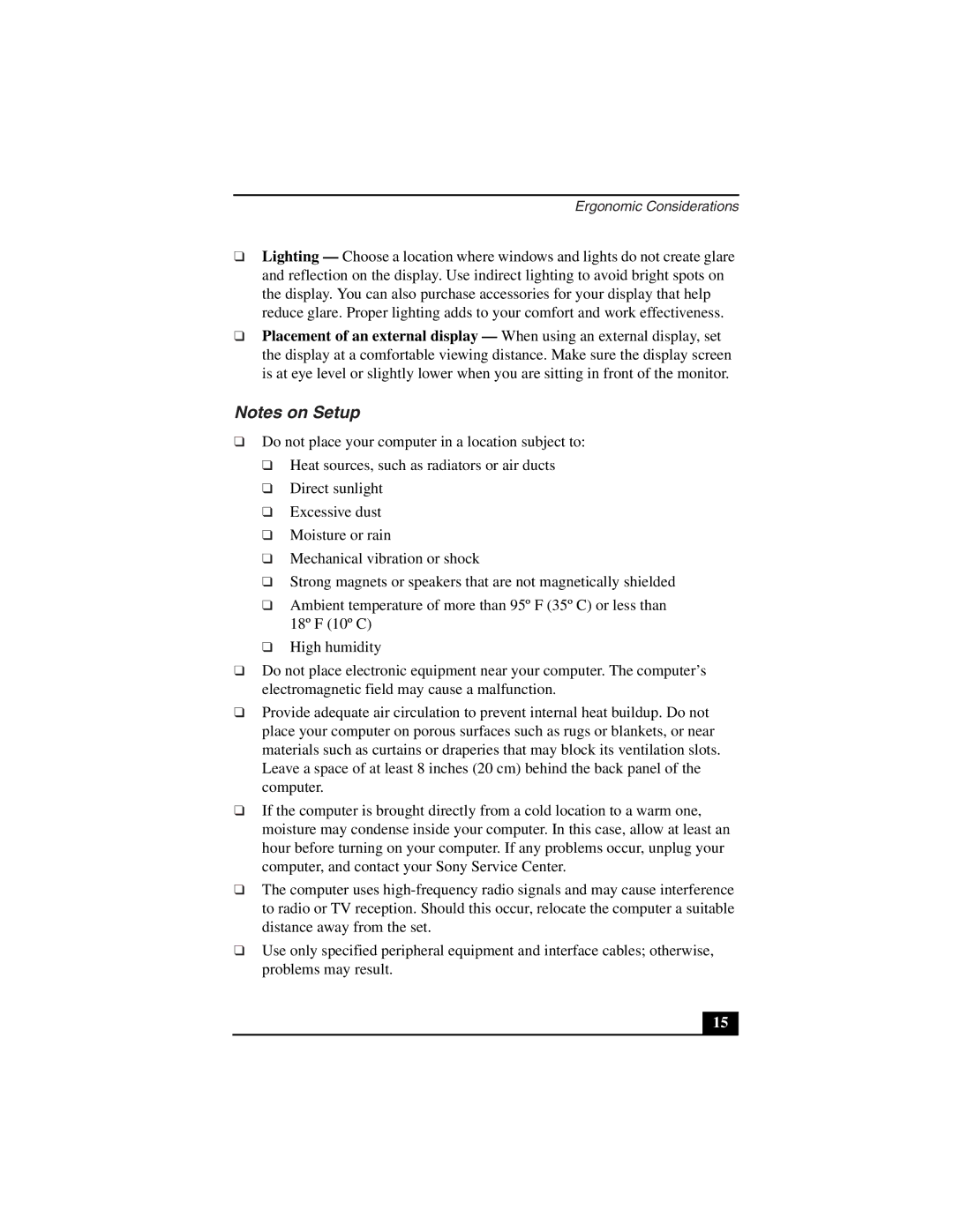 Sony PCG-Z505LSK, PCG-Z505LEK manual Ergonomic Considerations 