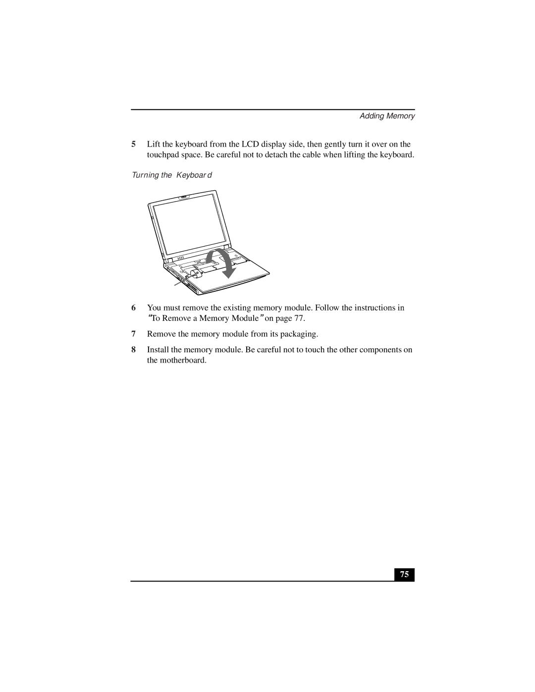 Sony PCG-Z505LSK, PCG-Z505LEK manual Turning the Keyboard 