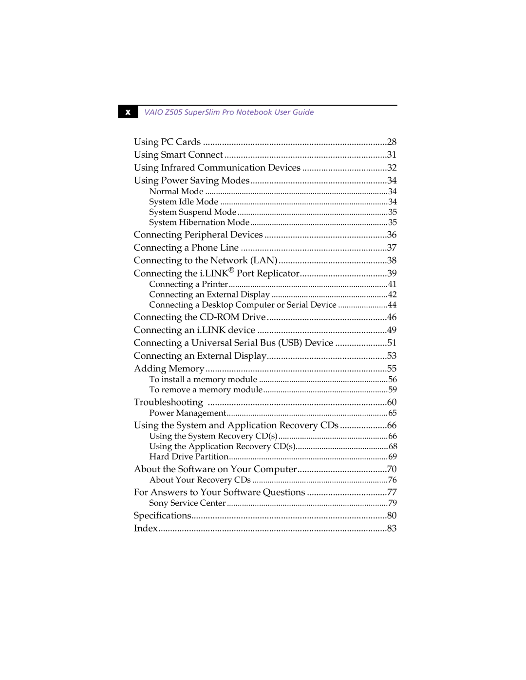 Sony PCG-Z505RX manual Using Infrared Communication Devices, Vaio Z505 SuperSlim Pro Notebook User Guide 