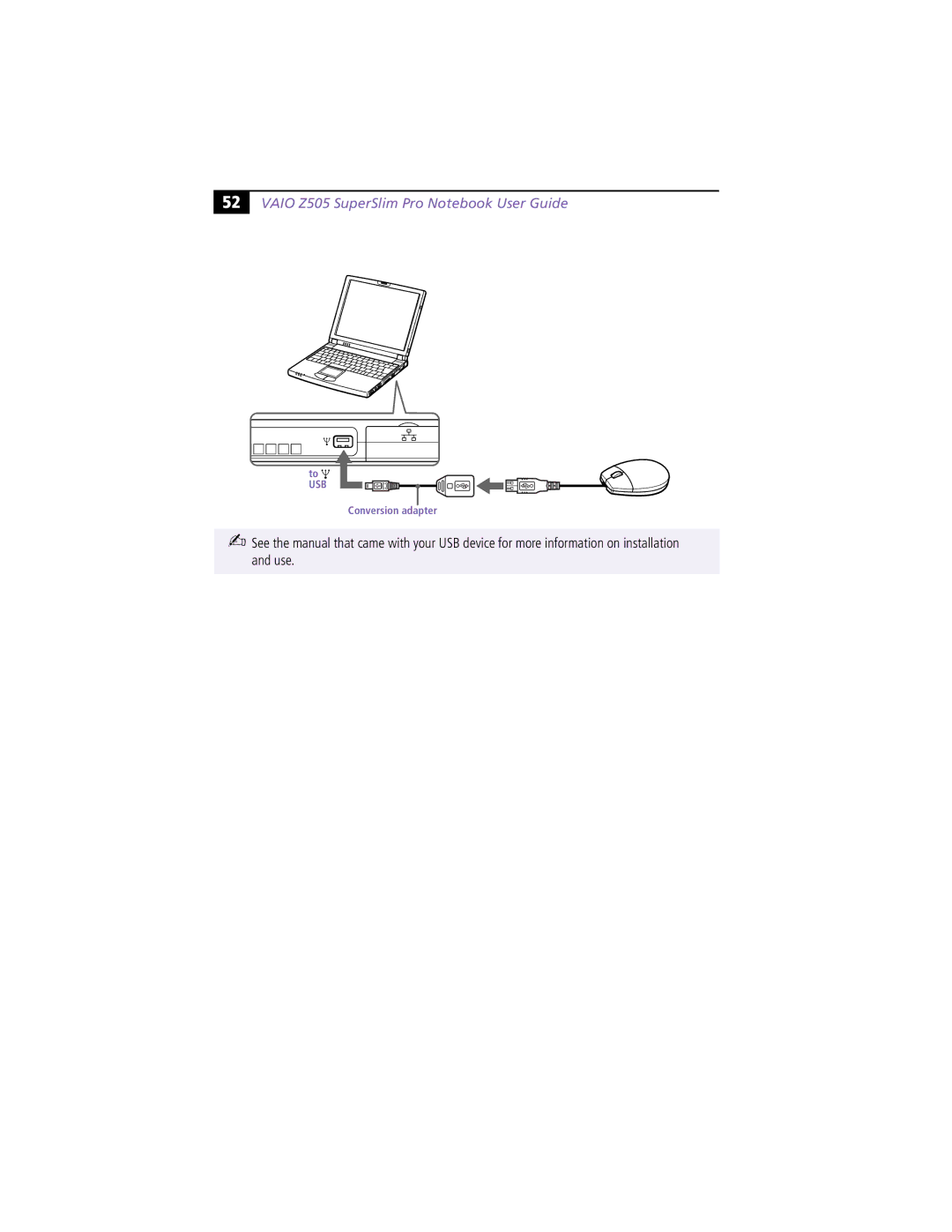 Sony PCG-Z505RX manual Conversion adapter 