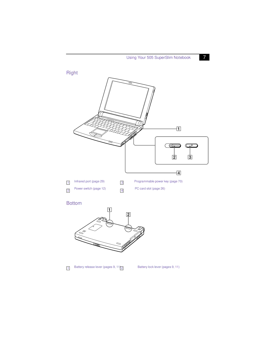 Sony PCG505FX manual Bottom 