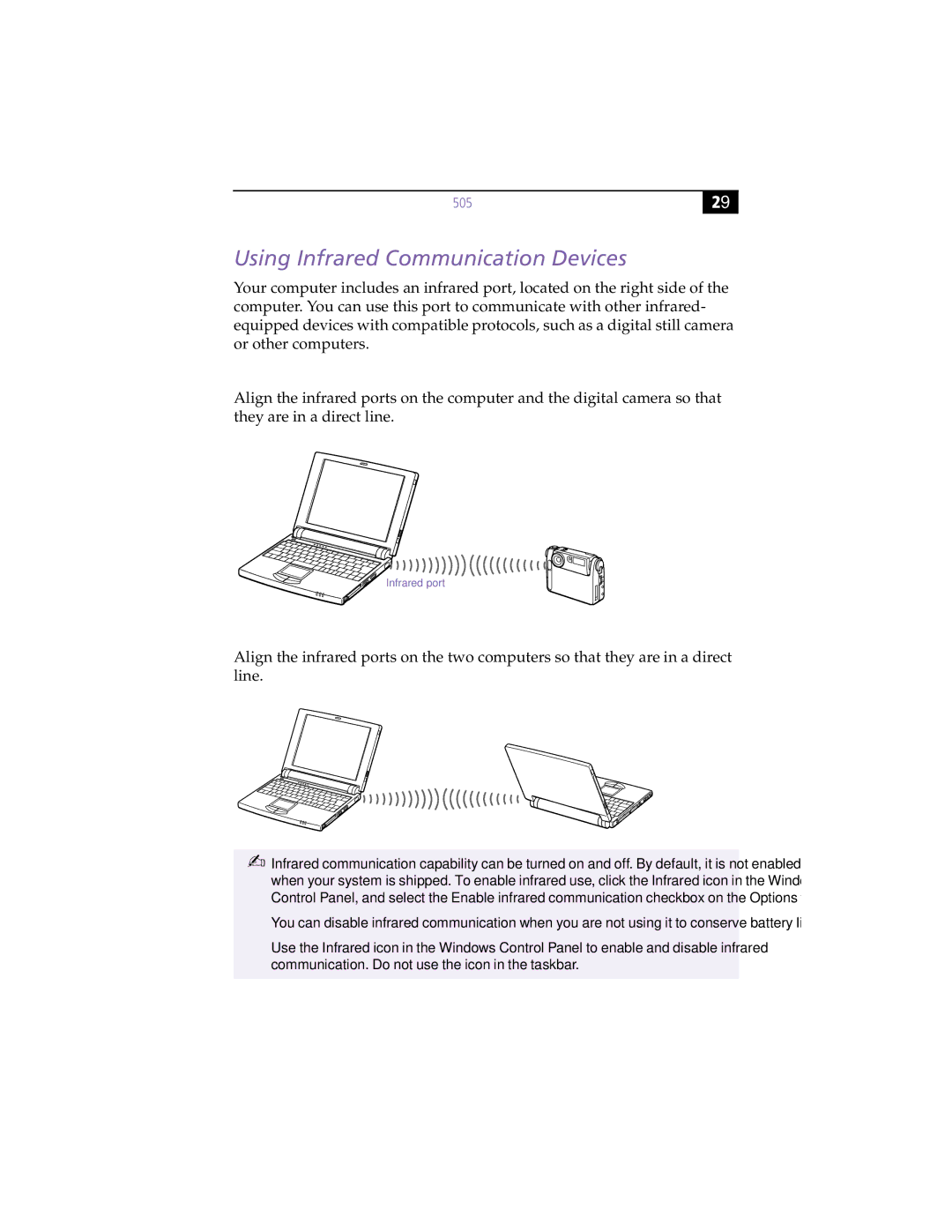 Sony PCG505FX manual Withadigitalstillcamera, Using Infrared Communication Devices 