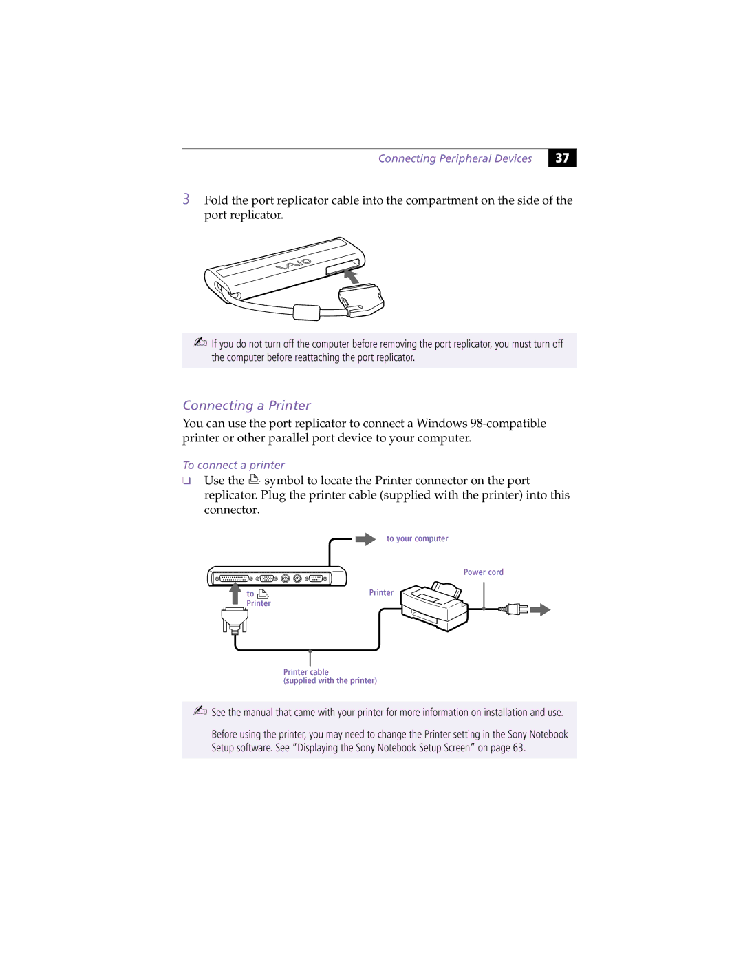 Sony PCG505FX manual Printer 