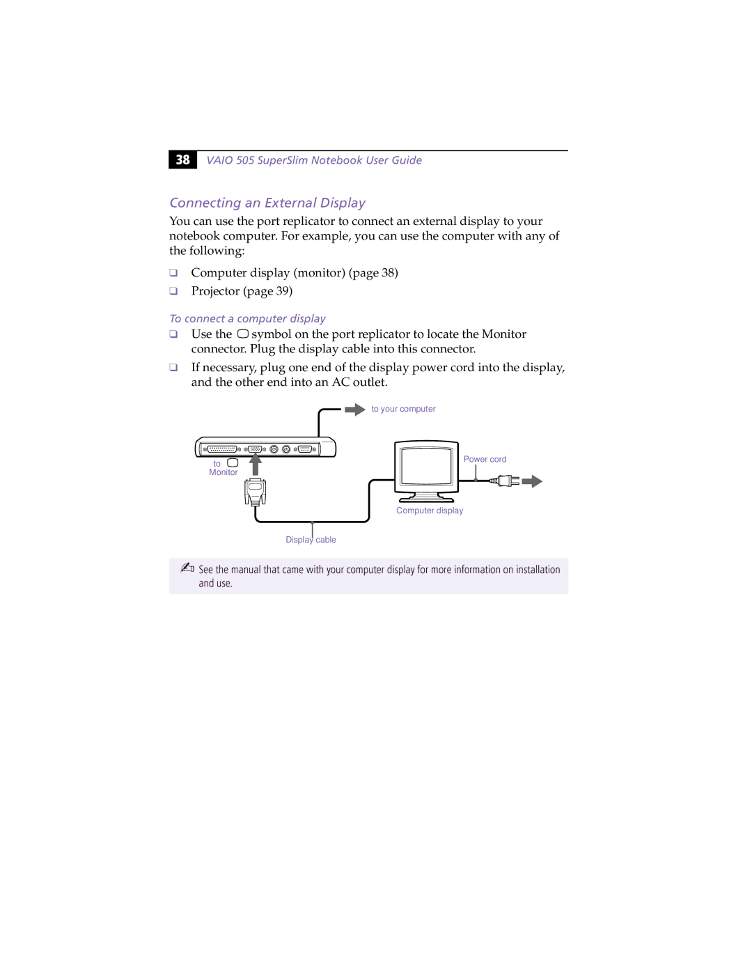 Sony PCG505FX manual Installation 