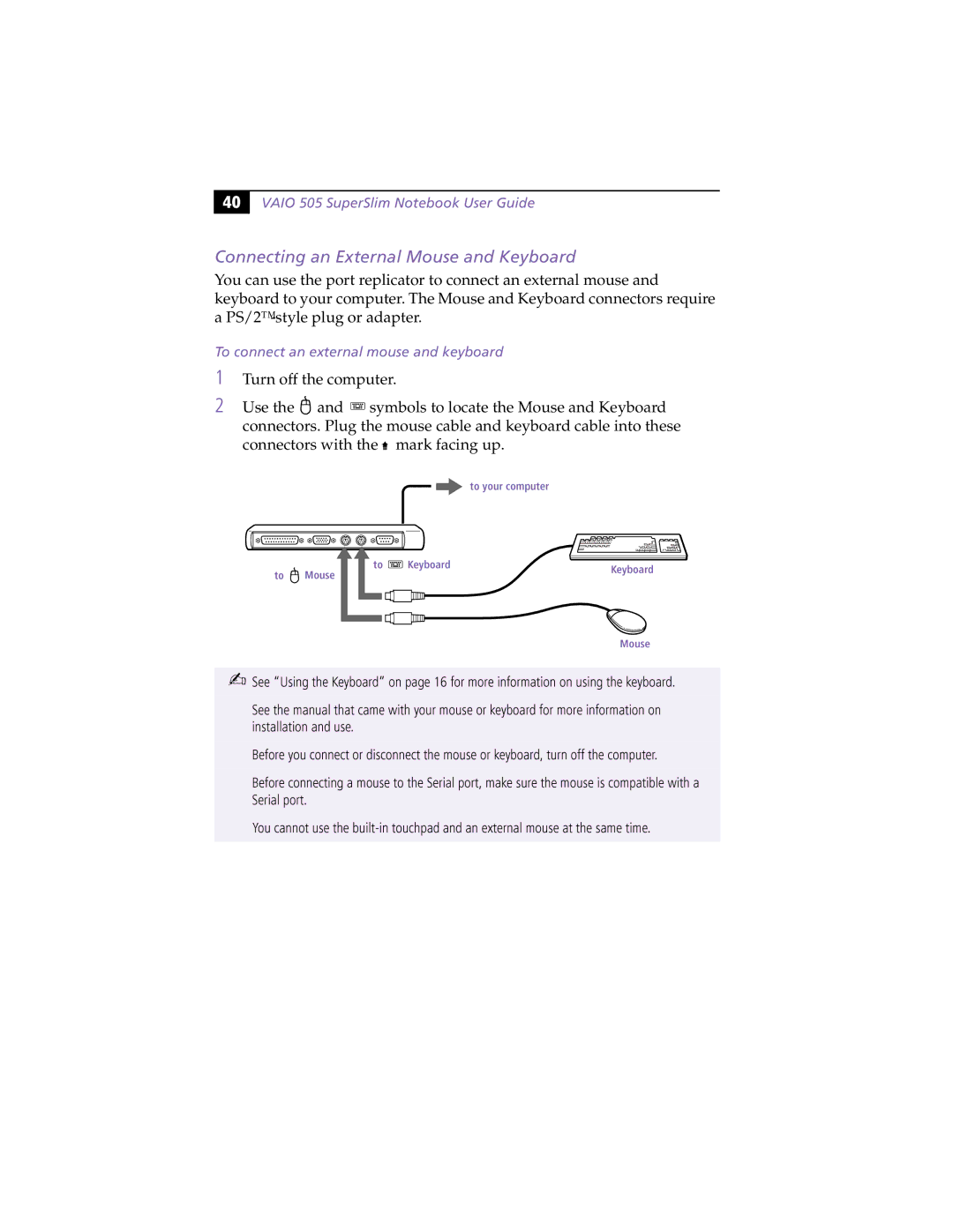 Sony PCG505FX manual Mouse 