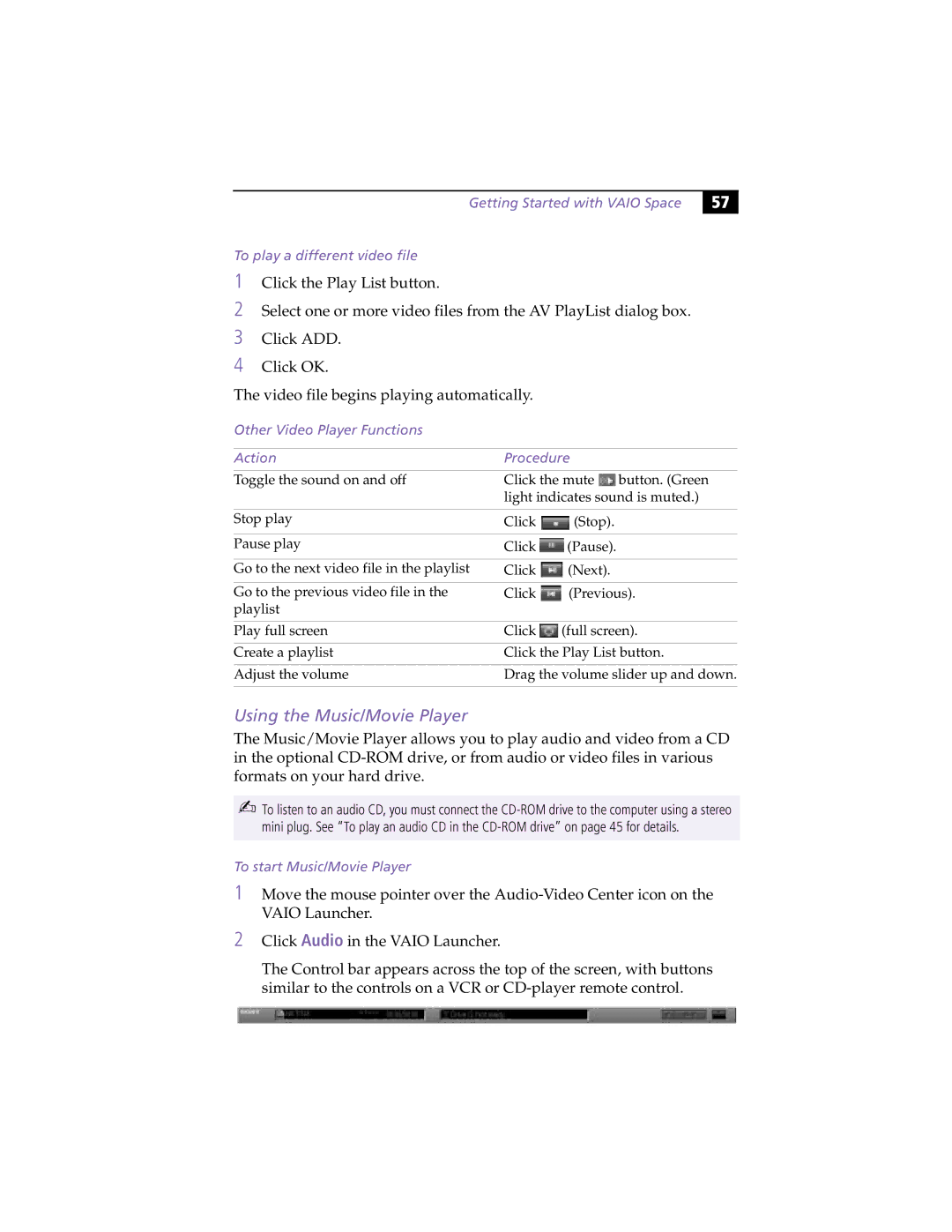 Sony PCG505FX manual UsingtheMusic/MoviePlayer, Toplayadifferentvideofile 