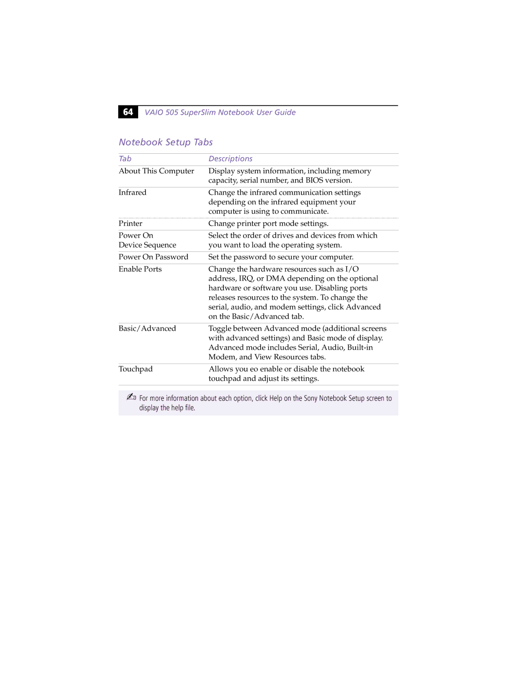 Sony PCG505FX manual Descriptions 