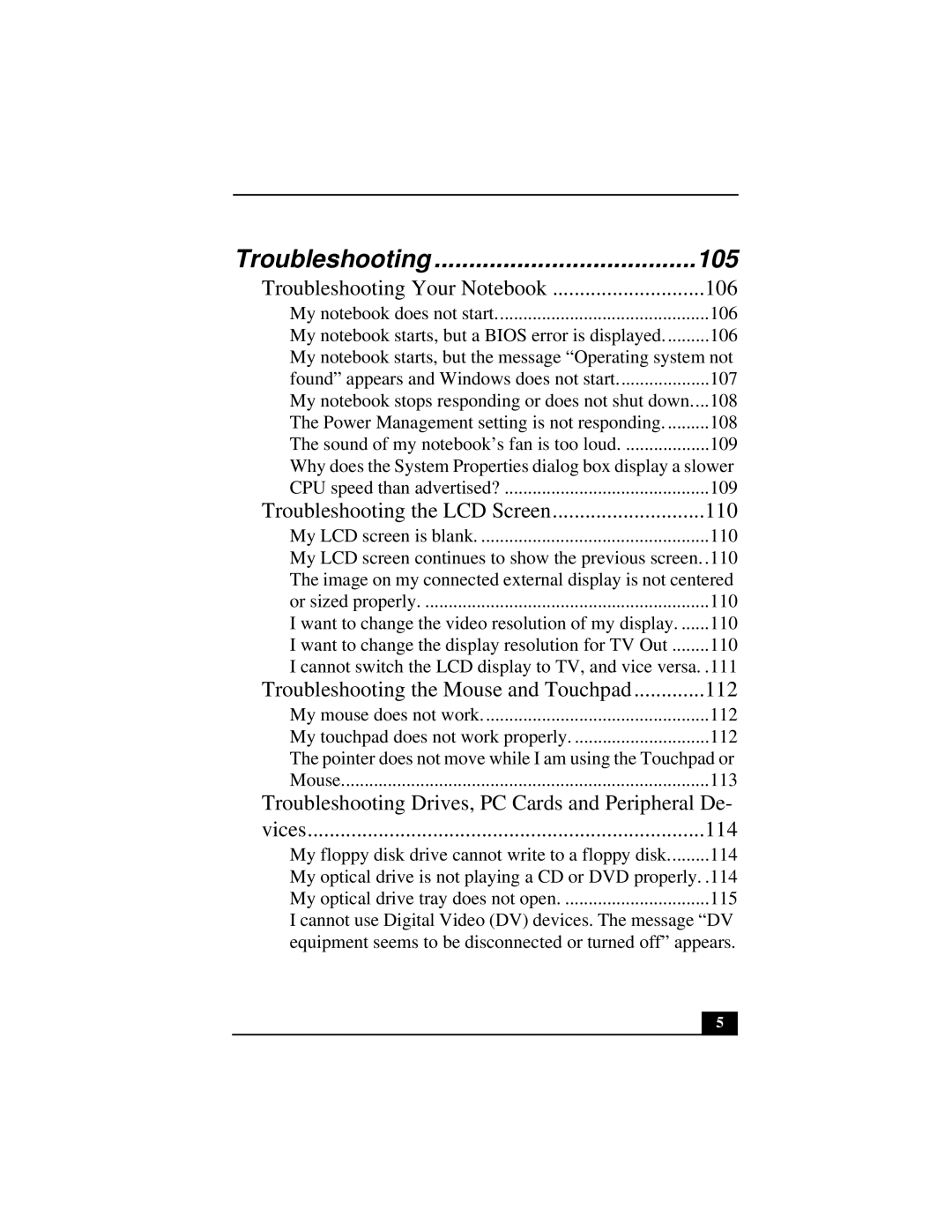 Sony PCGA-UMS1 manual Troubleshooting 105 