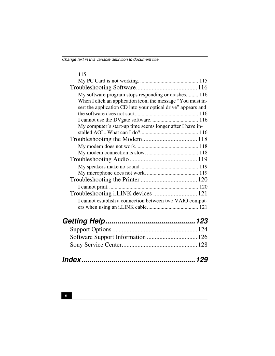 Sony PCGA-UMS1 manual Getting Help 123 