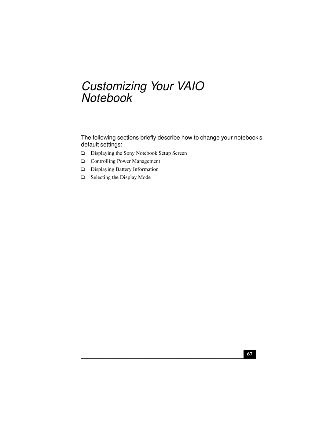 Sony PCGA-UMS1 manual Customizing Your Vaio 