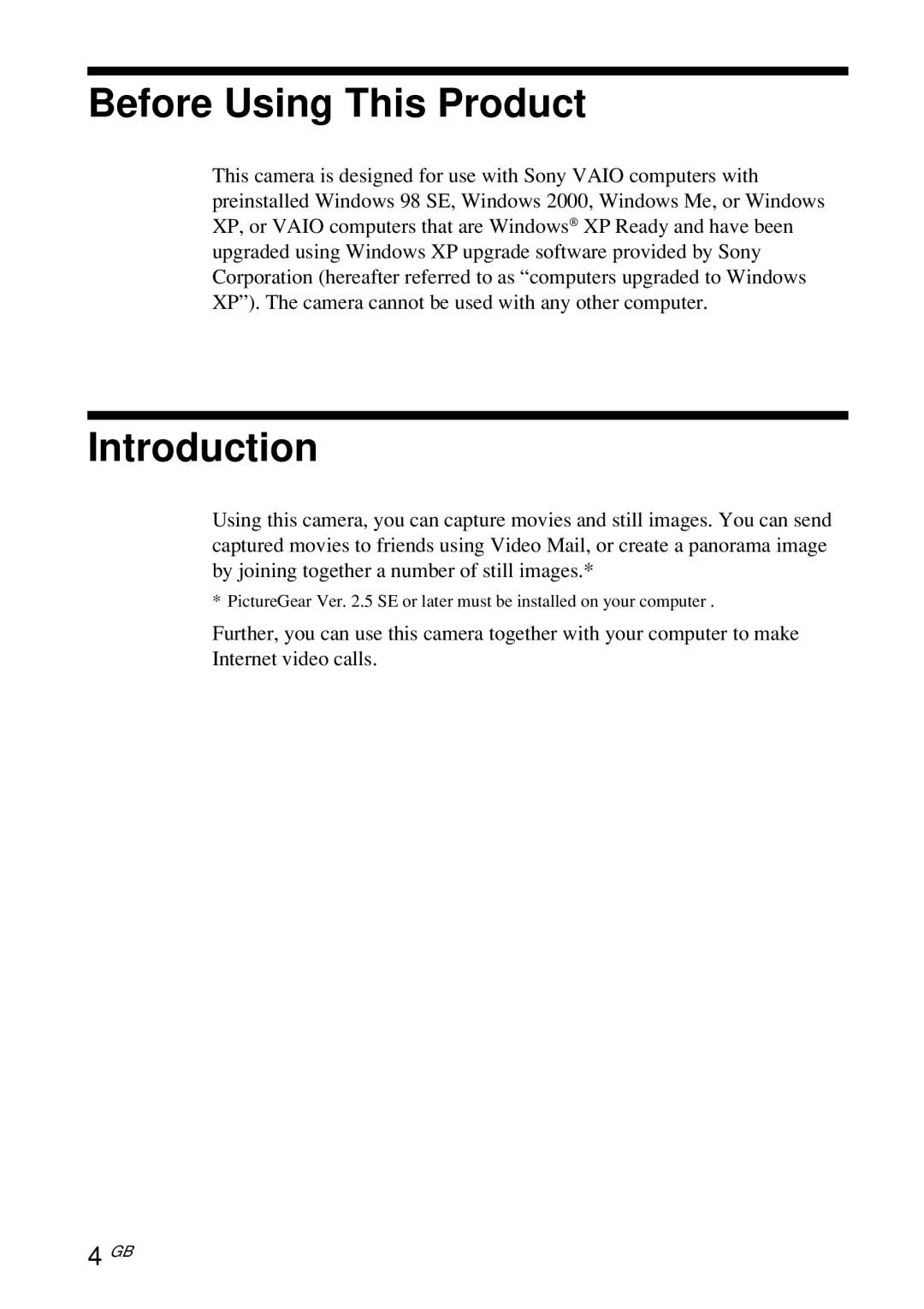 Sony PCGA-UVC10 operating instructions Before Using This Product, Introduction 