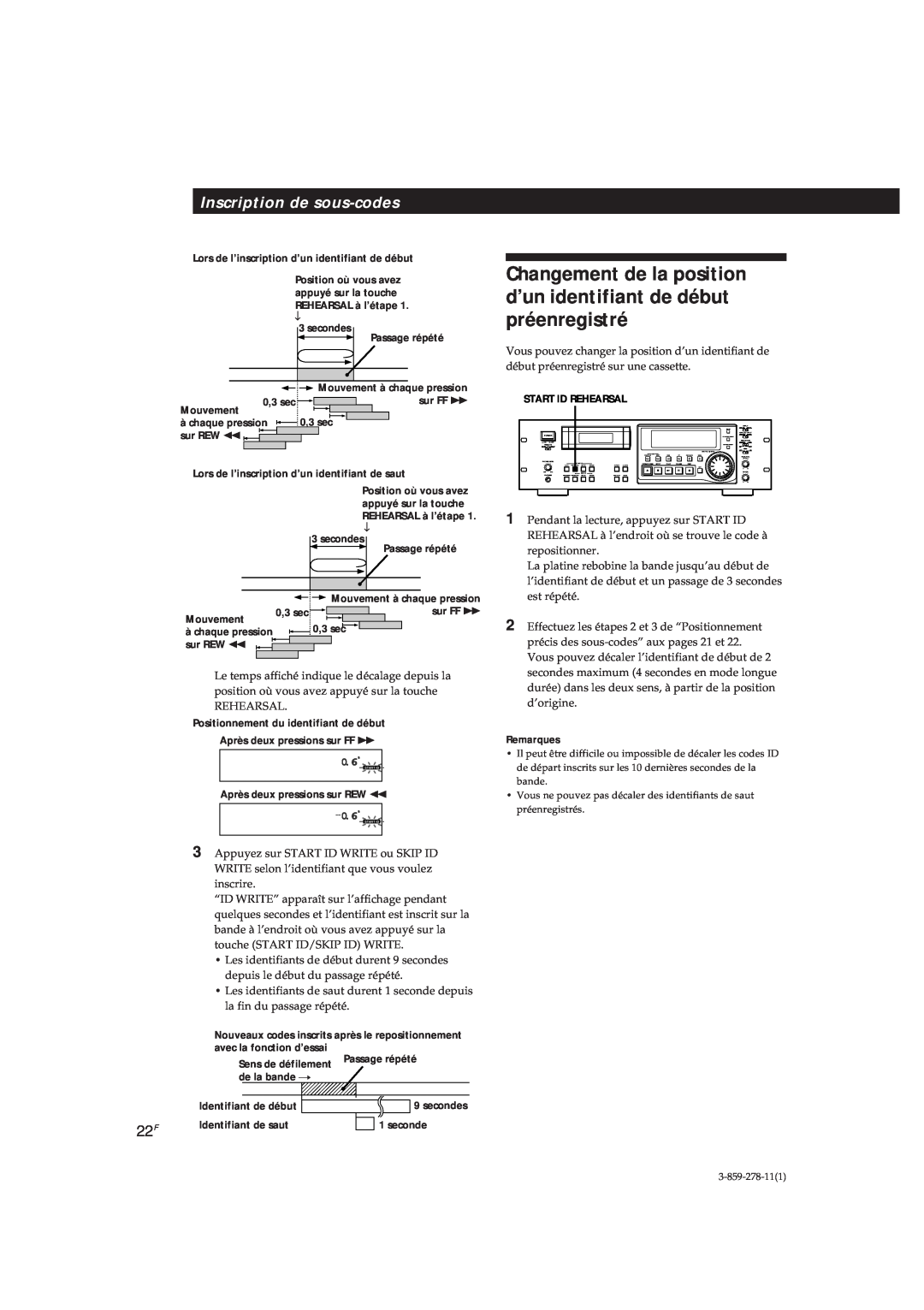 Sony PCM-R500, PCM-R700 manual Inscription de sous-codes, 0.6S, Remarques 