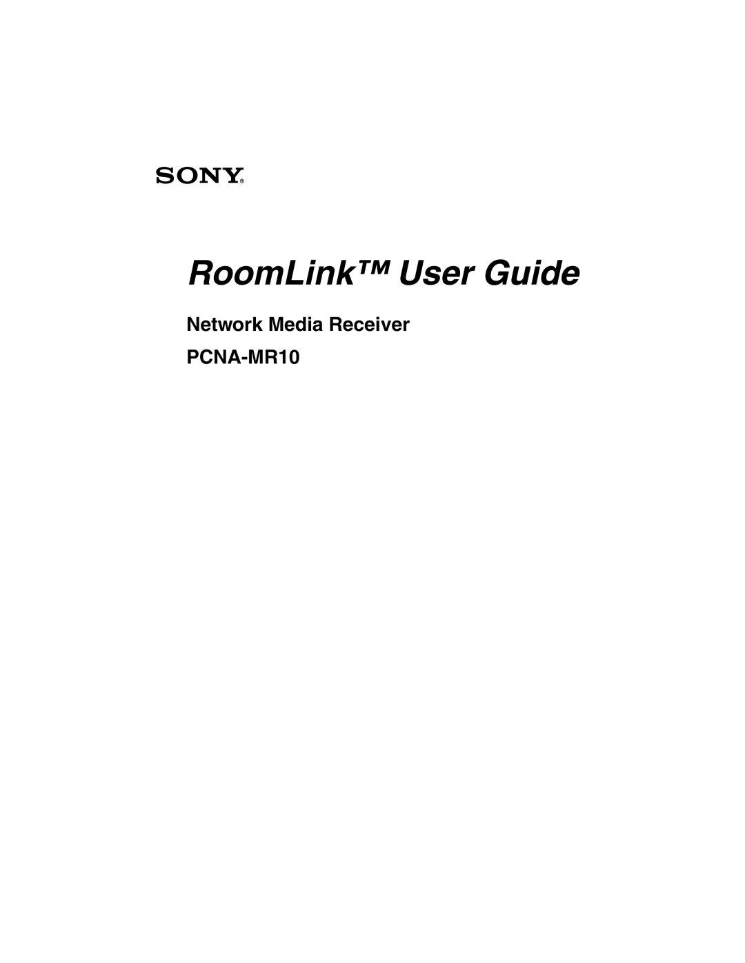 Sony PCNA-MR10 manual RoomLink User Guide 