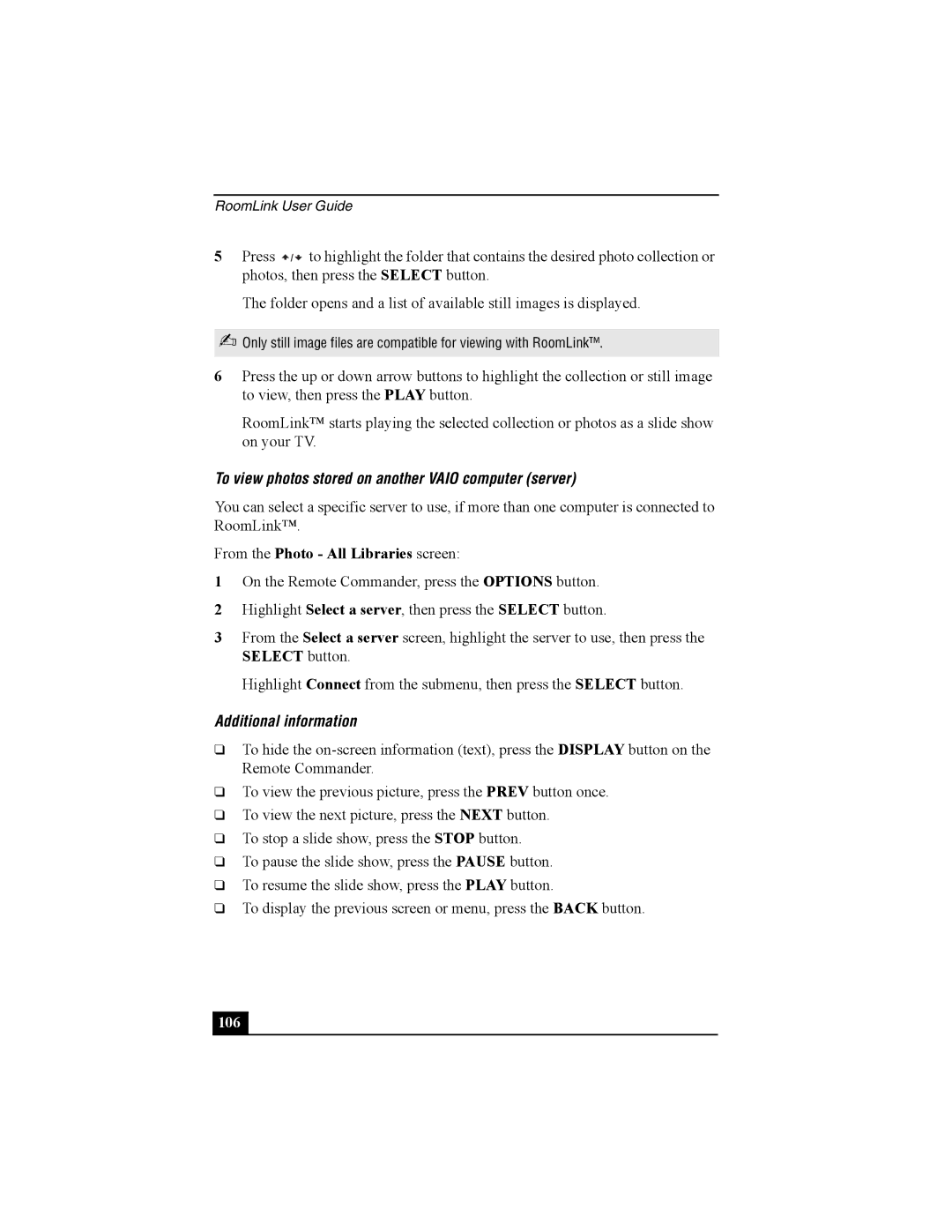 Sony PCNA-MR10 manual To view photos stored on another Vaio computer server, From the Photo All Libraries screen 