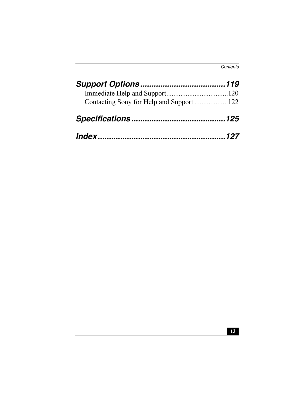 Sony PCNA-MR10 manual Support Options, Specifications, Index 