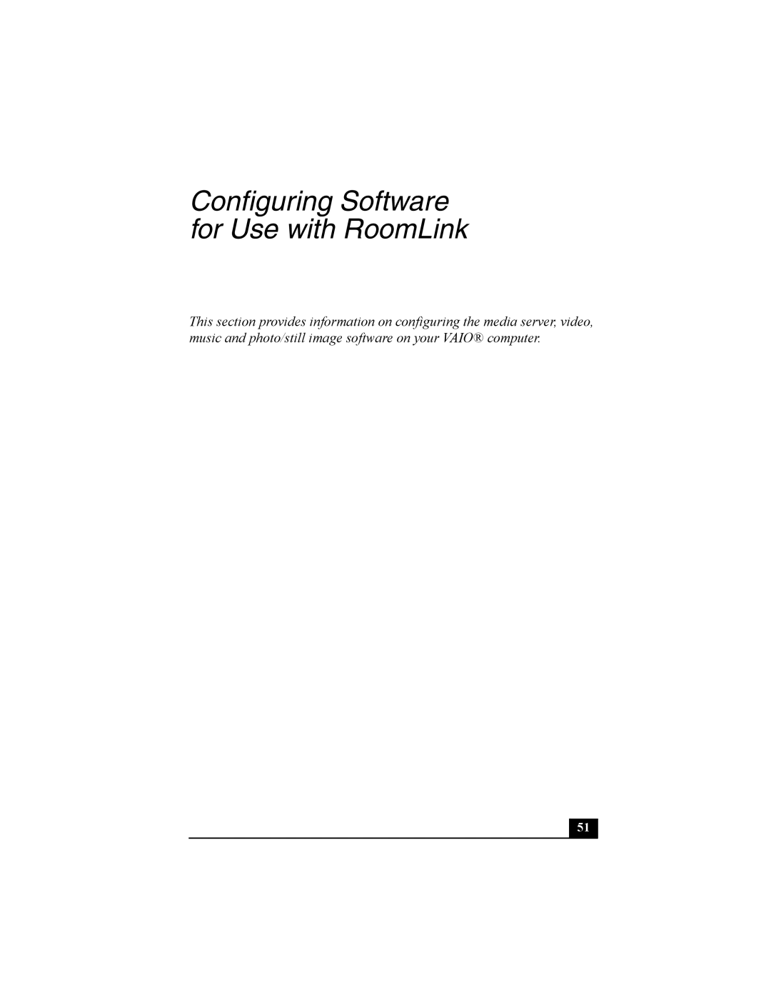 Sony PCNA-MR10 manual Configuring Software for Use with RoomLink 