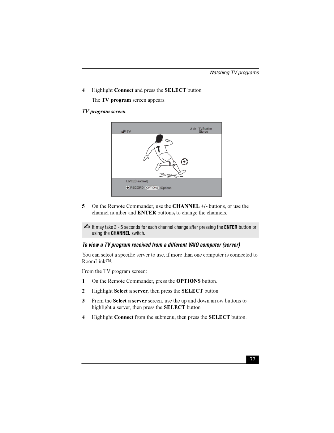 Sony PCNA-MR10 manual TV program screen 