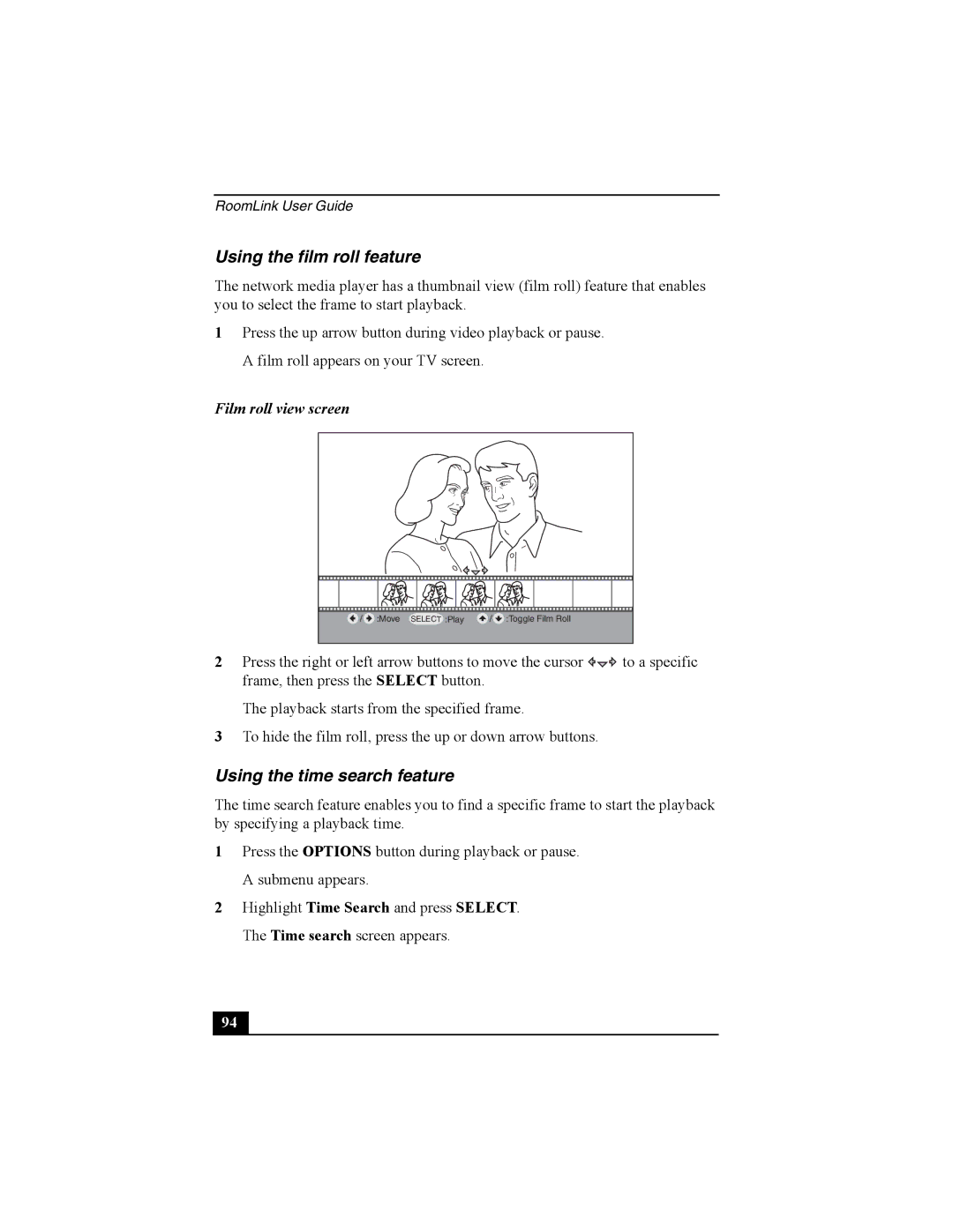 Sony PCNA-MR10 manual Using the film roll feature, Using the time search feature, Film roll view screen 