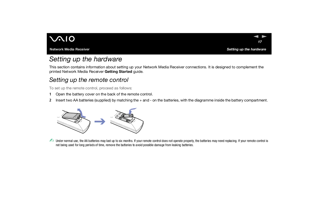 Sony PCNA-MR10A manual Setting up the remote control, To set up the remote control, proceed as follows 