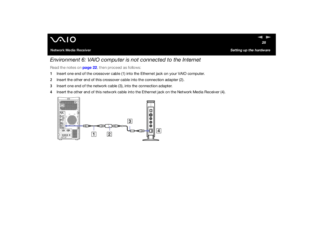 Sony PCNA-MR10A manual Environment 6 Vaio computer is not connected to the Internet 