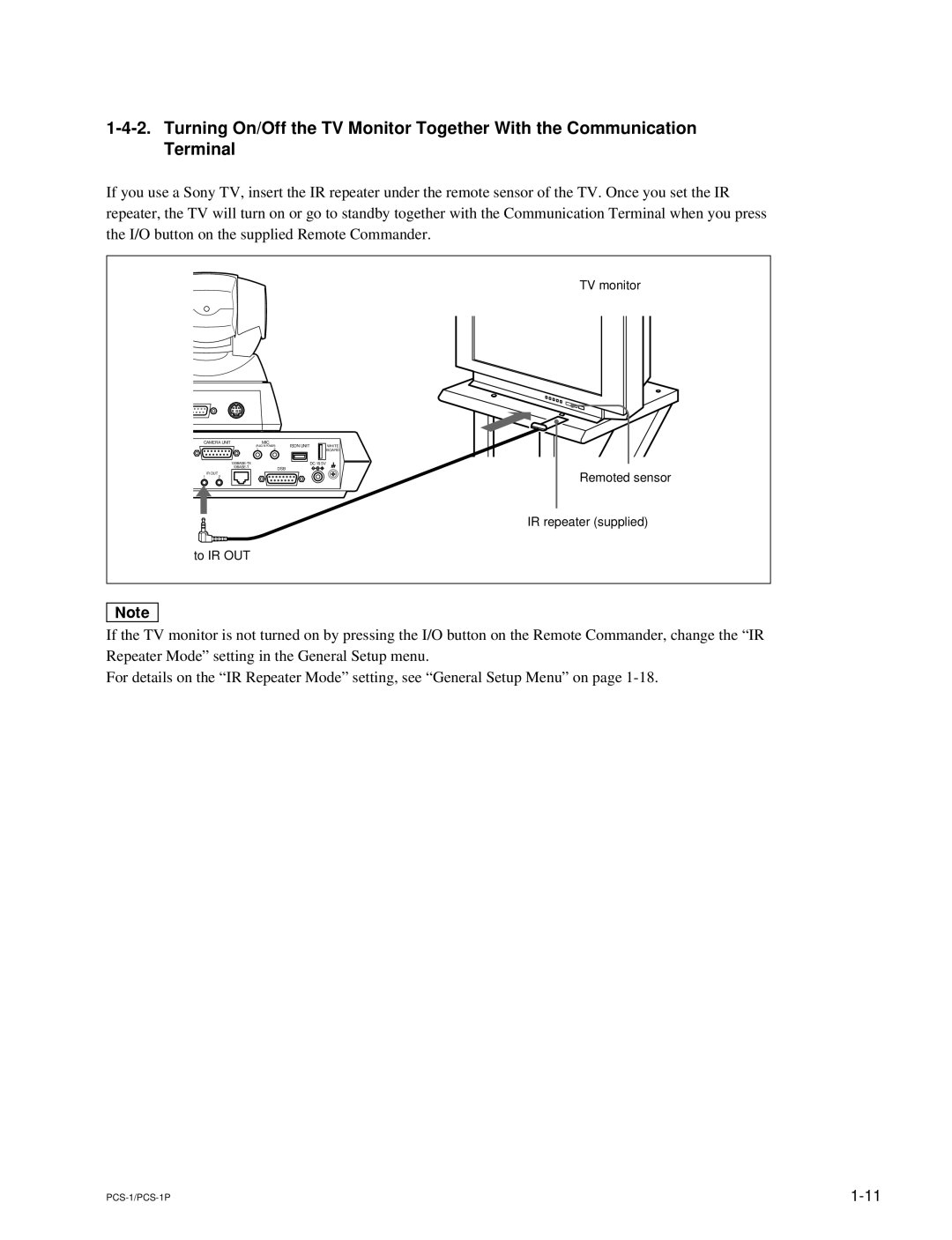 Sony PCS-1P manual Remoted sensor 