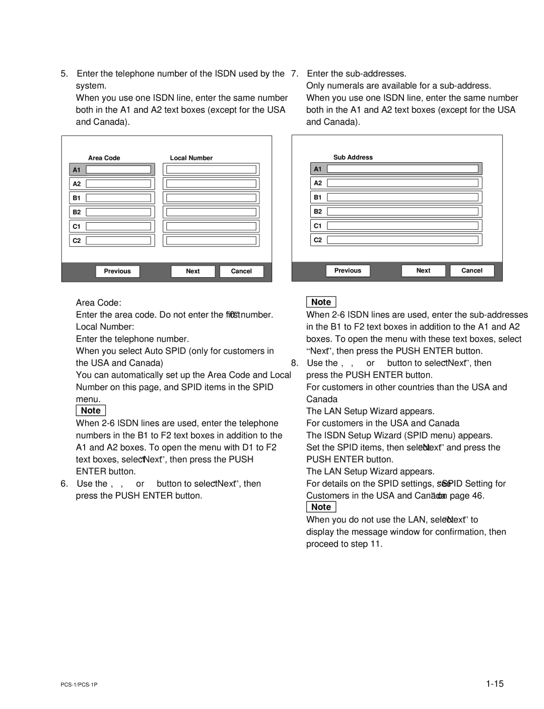 Sony PCS-1P manual Area Code 