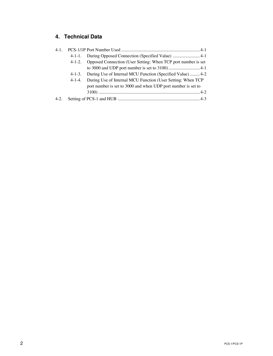 Sony PCS-1P manual Technical Data 