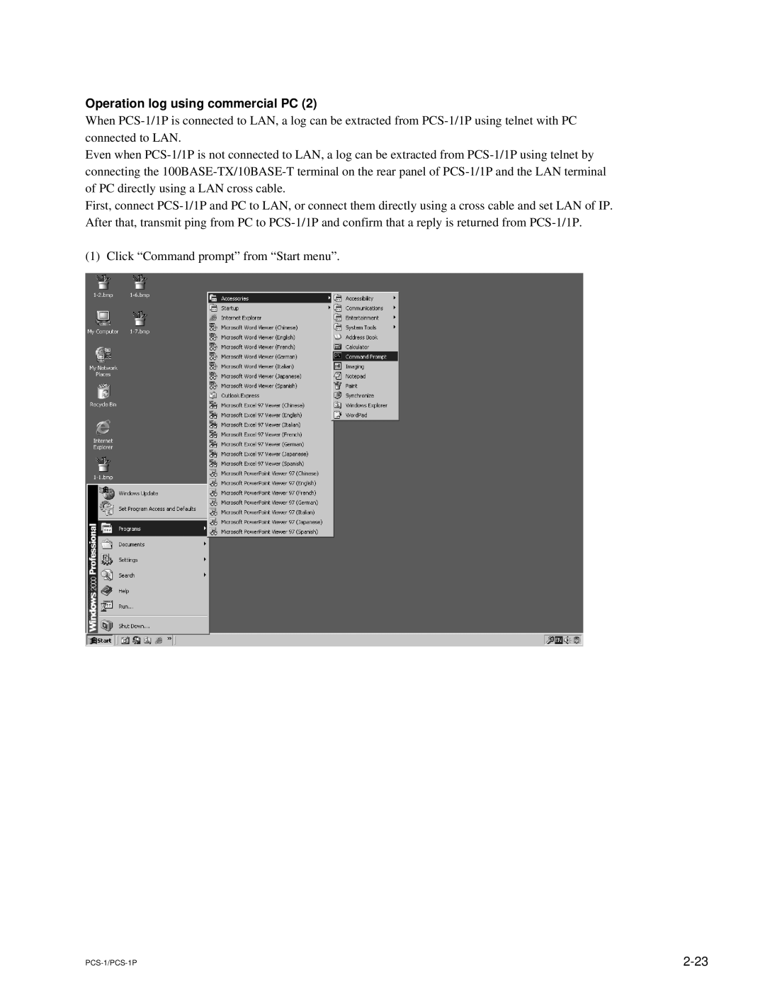 Sony PCS-1P manual Operation log using commercial PC 