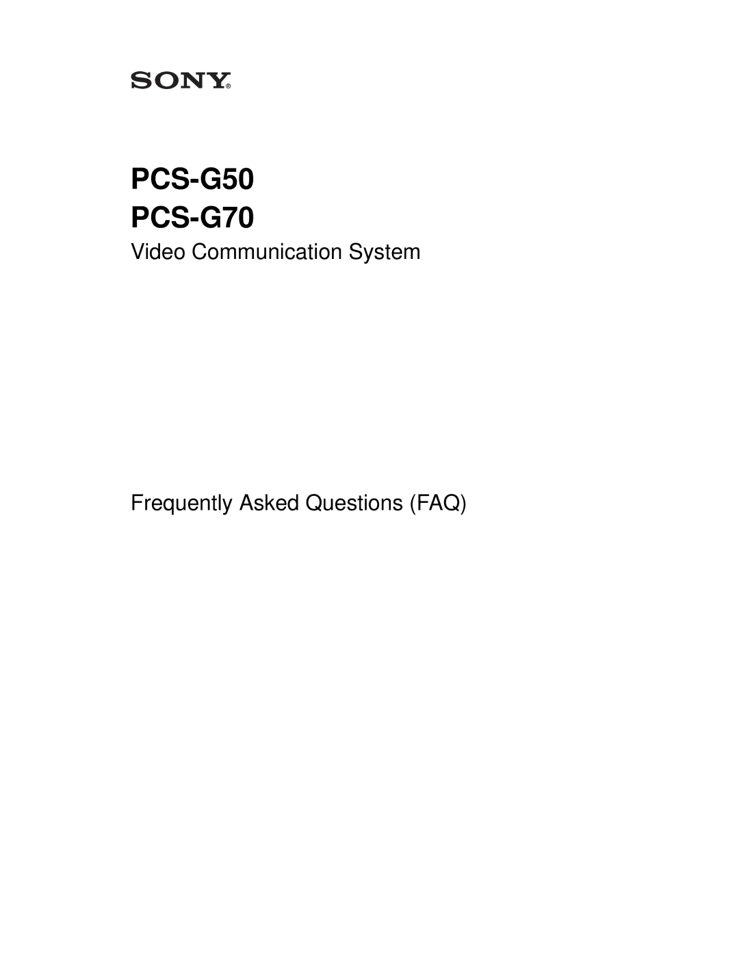 Sony manual PCS-G50 PCS-G70 