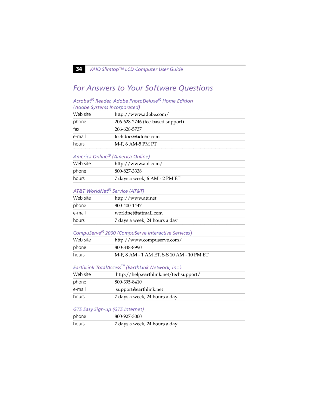 Sony PCV-L630 manual For Answers to Your Software Questions 