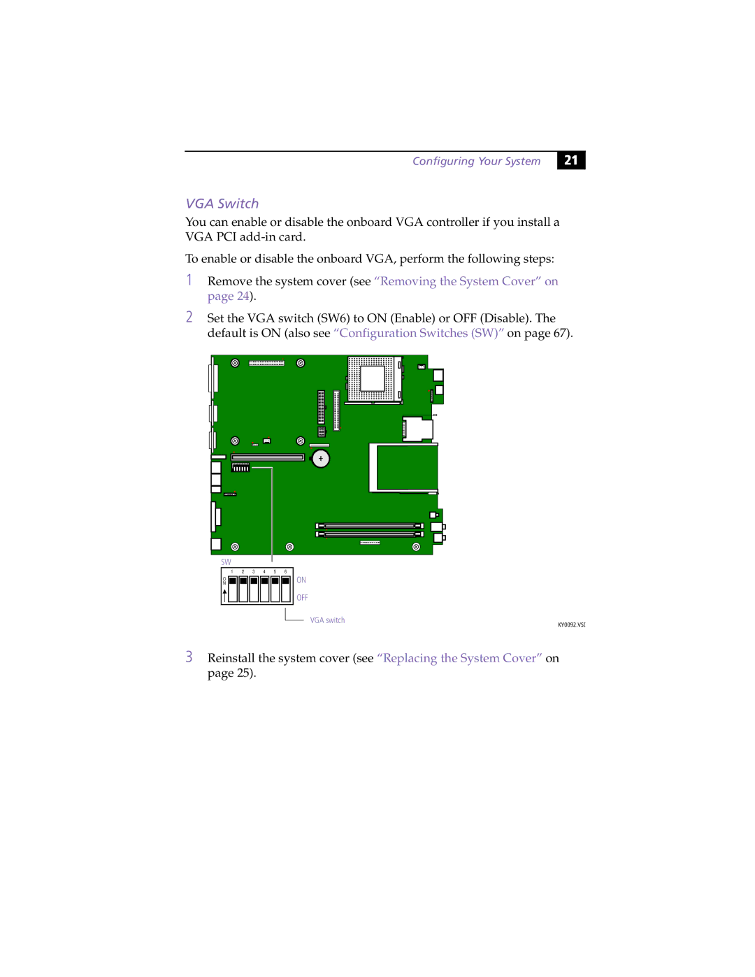 Sony PCV-L630 manual VGA Switch 