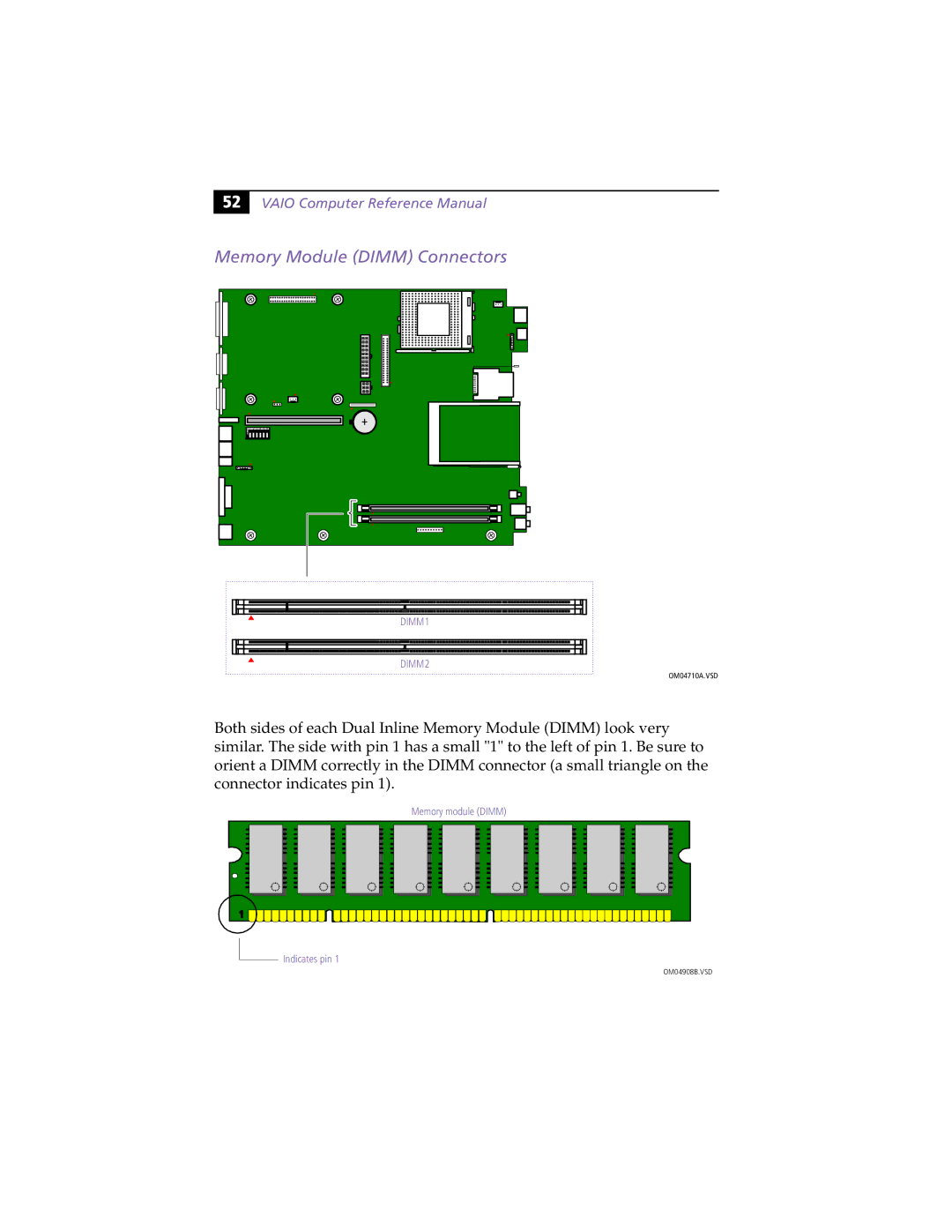 Sony PCV-L630 manual Memory Module Dimm Connectors 