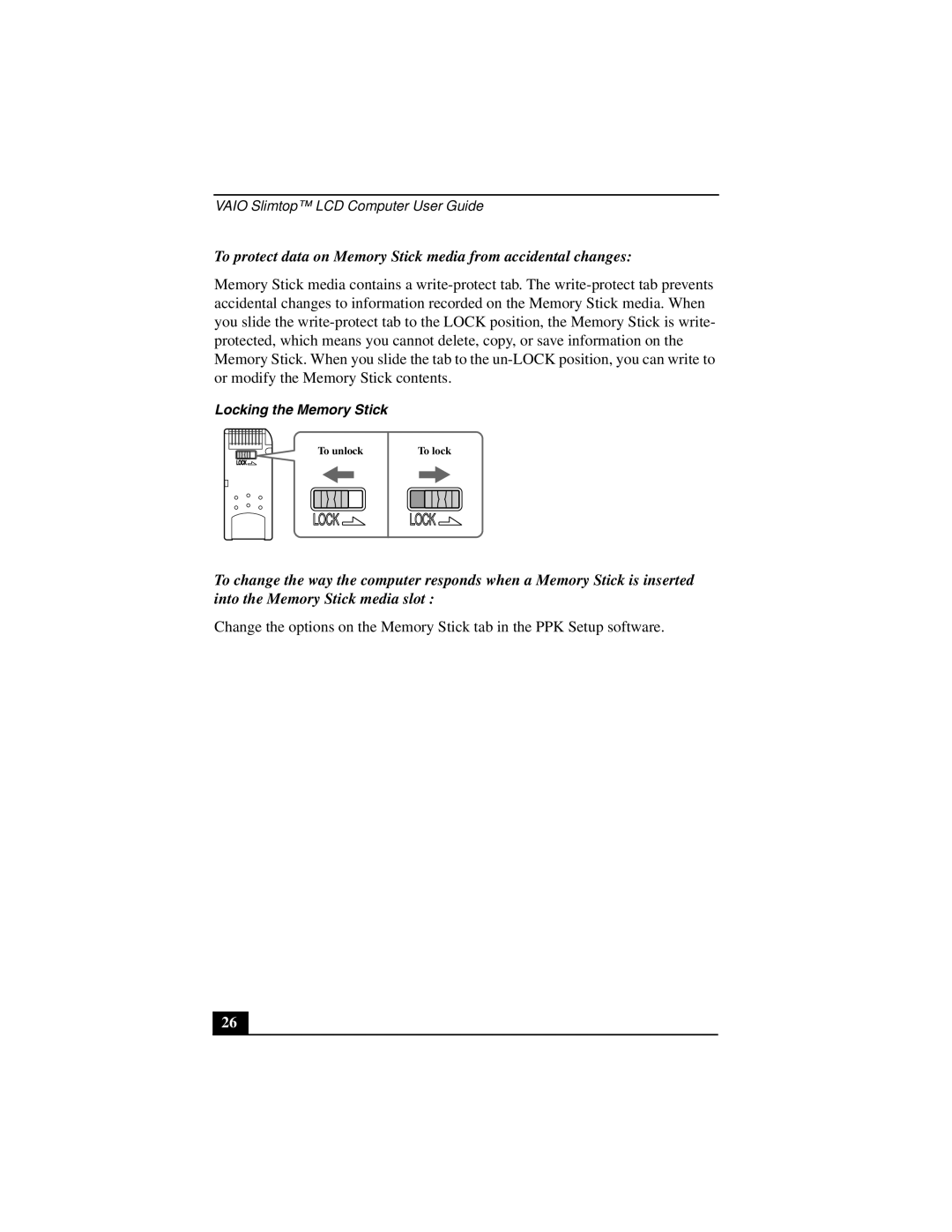 Sony PCV-L640 manual Lock 