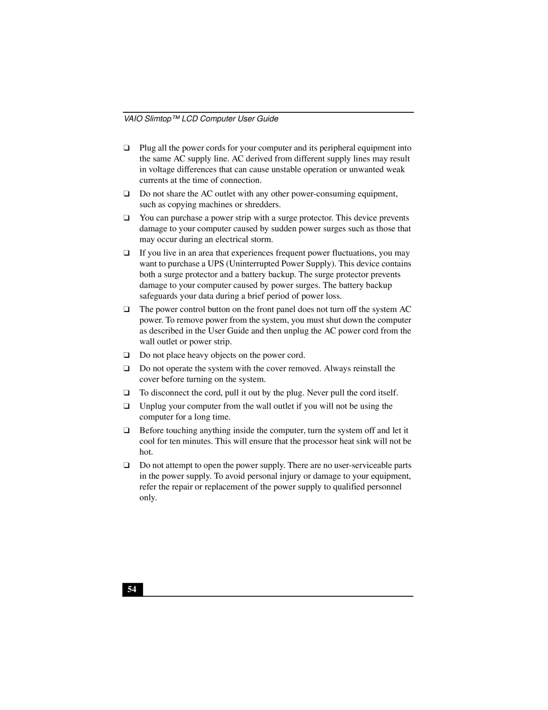 Sony PCV-L640 manual Currents at the time of connection 