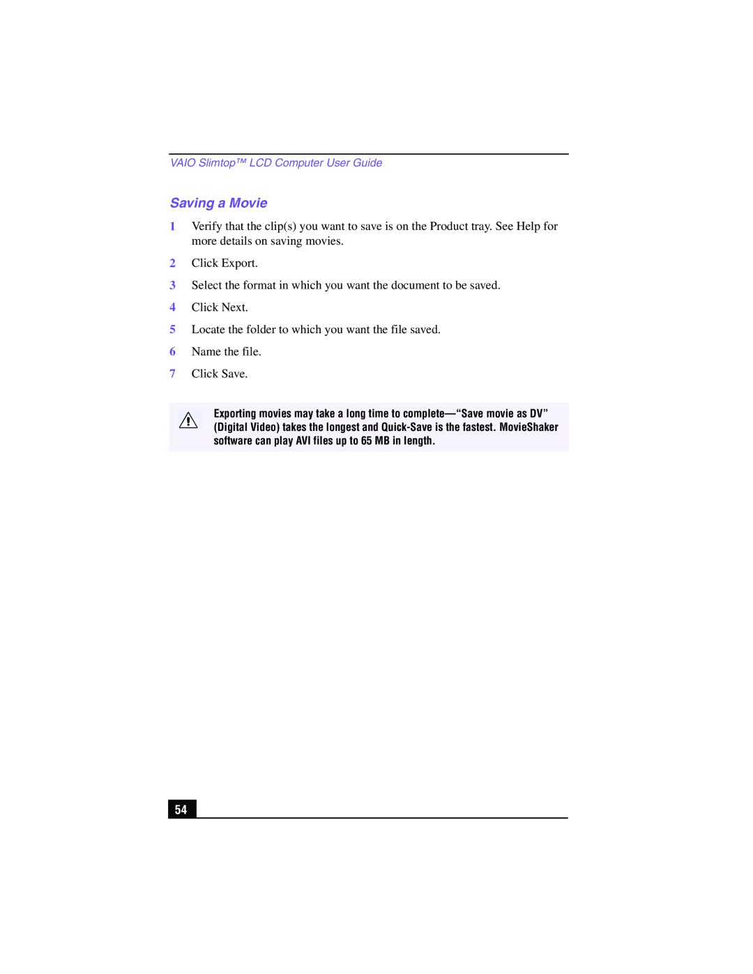 Sony PCV-LX810, PCV-LX910 manual Saving a Movie 