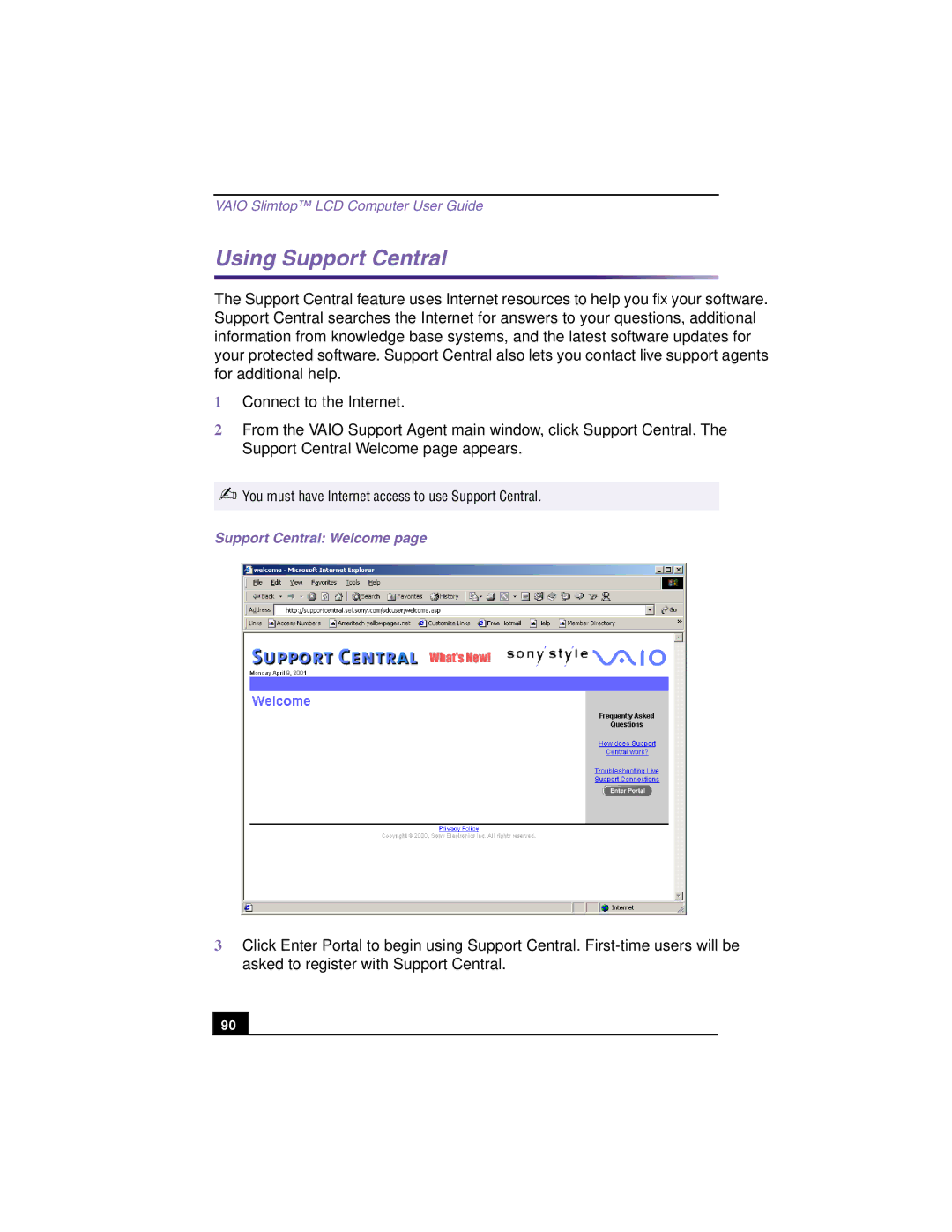 Sony PCV-LX810, PCV-LX910 manual Using Support Central, Support Central Welcome 