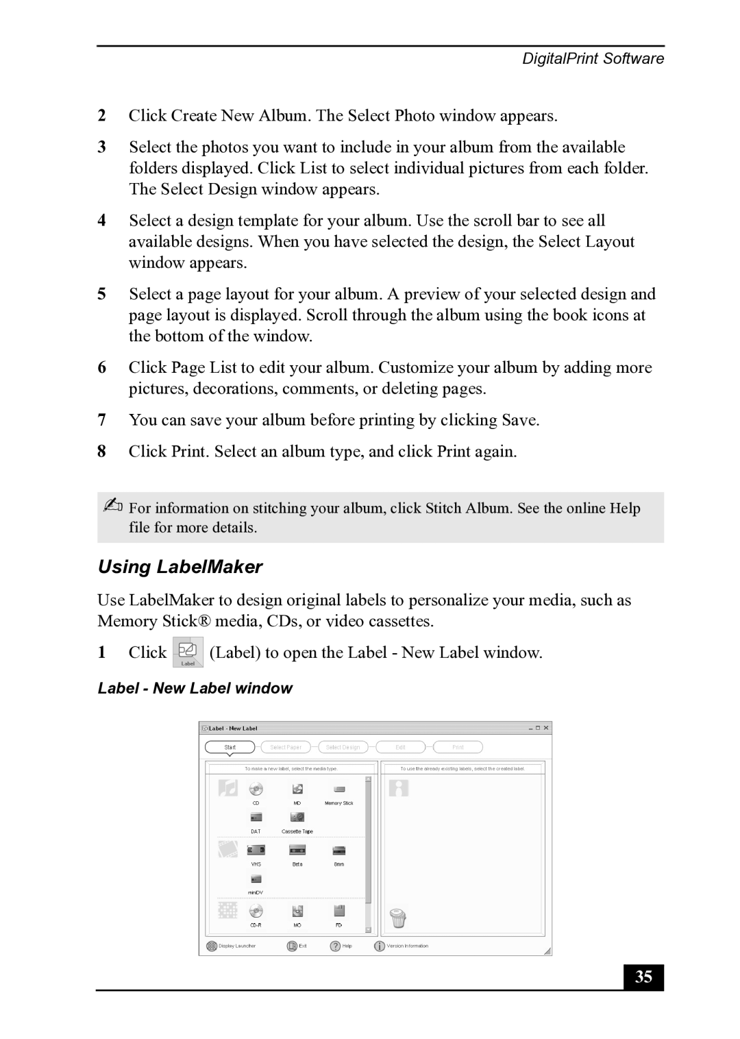 Sony PCV-MXS20 manual Using LabelMaker 