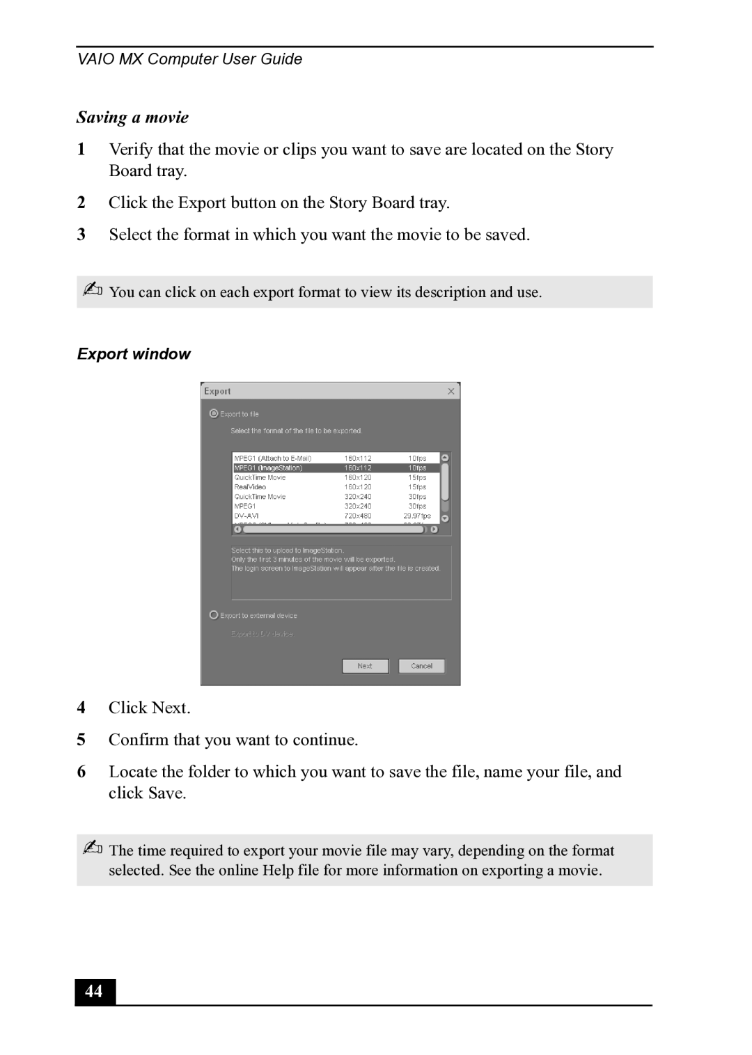 Sony PCV-MXS20 manual Saving a movie 