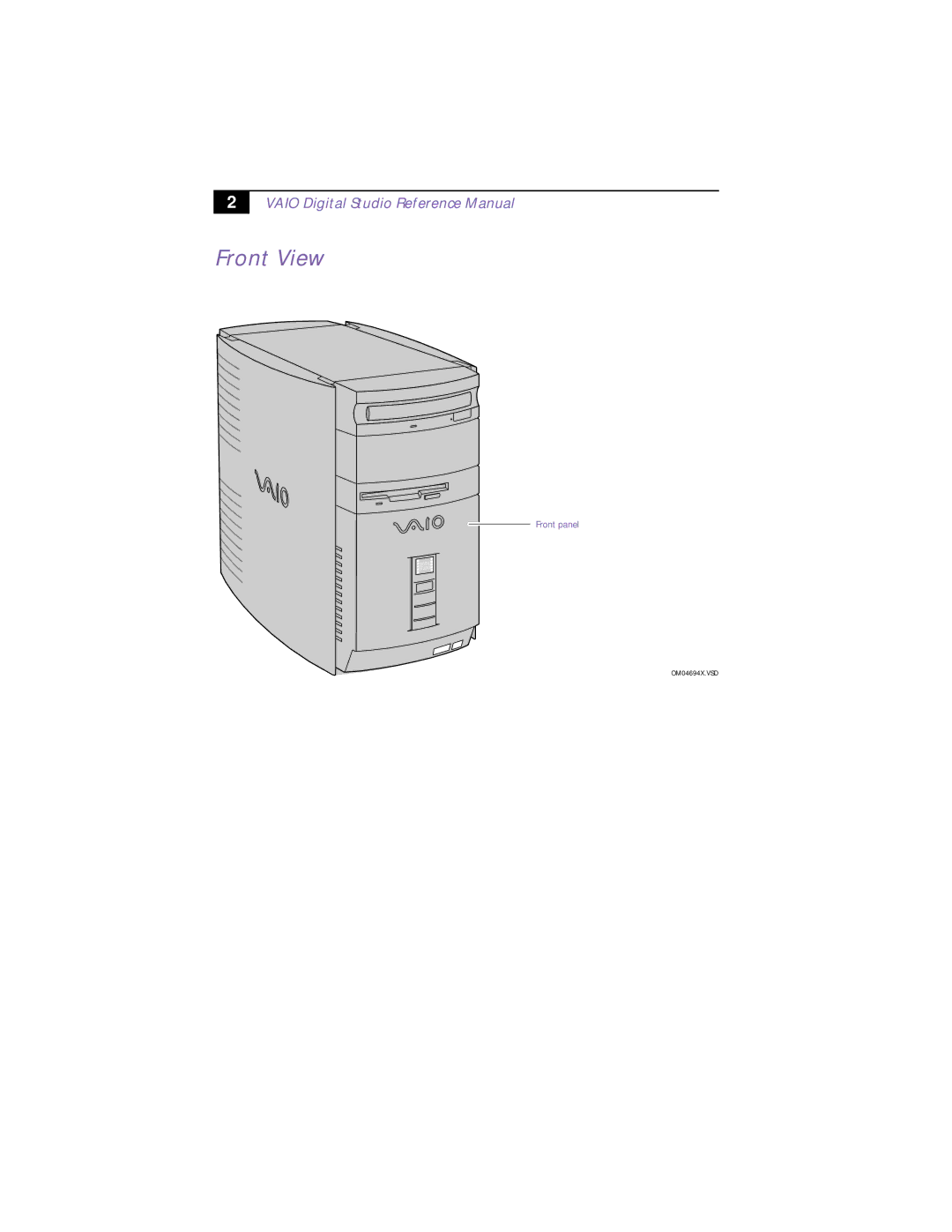 Sony PCV-R532DS manual Front View, Vaio Digital Studio Reference Manual 