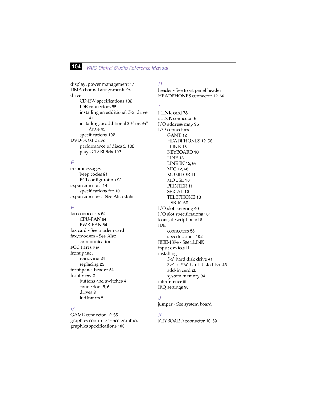 Sony PCV-R532DS manual 104, Ide 