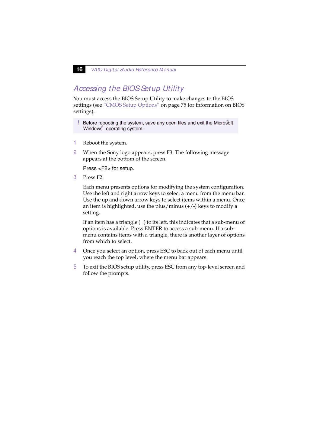 Sony PCV-R532DS manual Accessing the Bios Setup Utility 