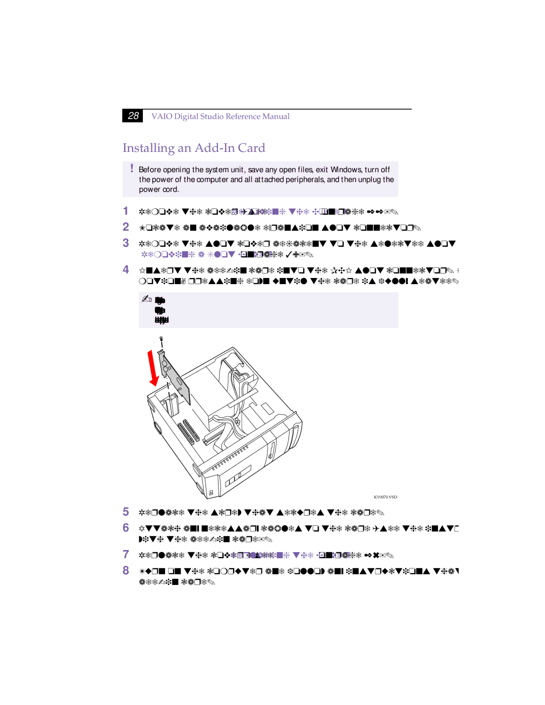 Sony PCV-R532DS manual Installing an Add-In Card 