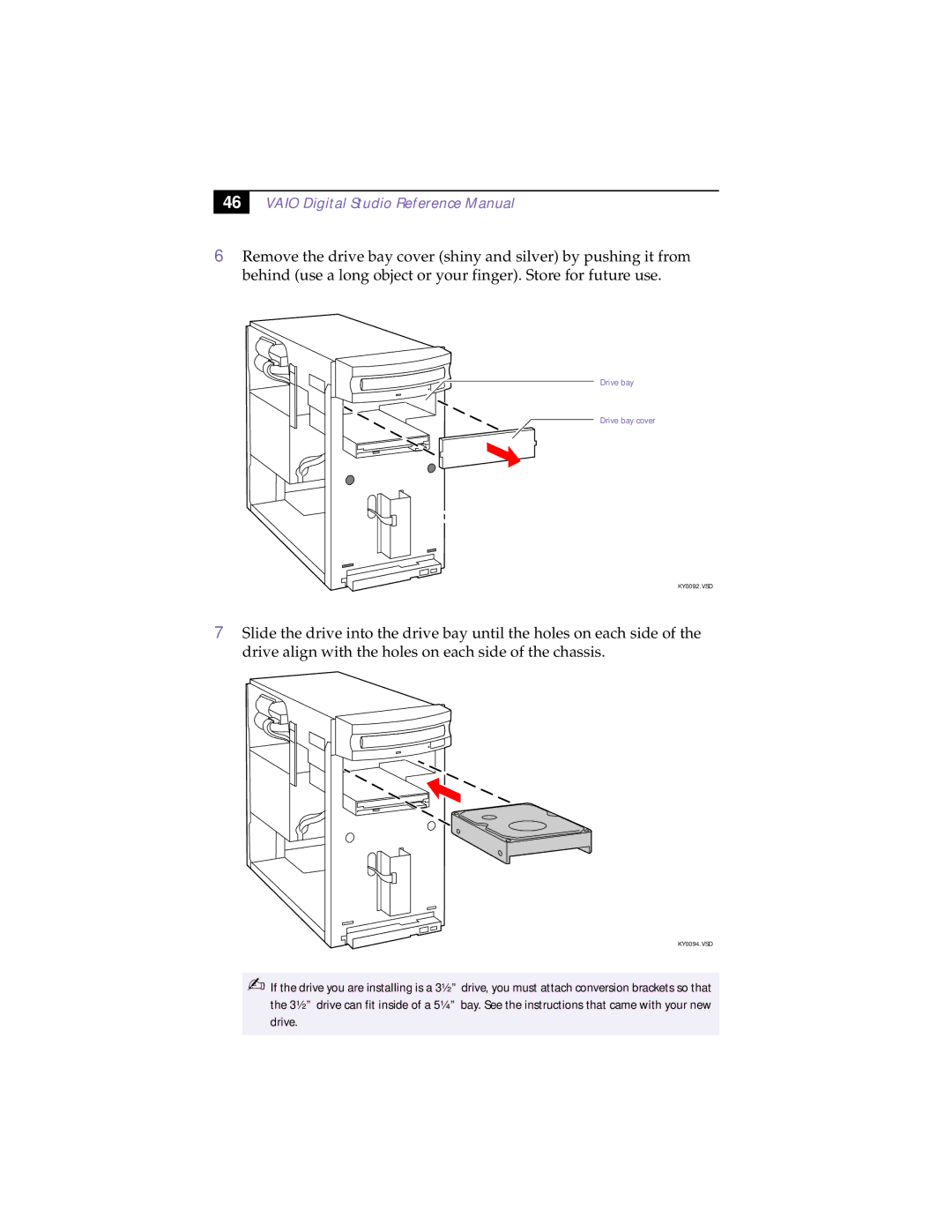 Sony PCV-R532DS manual Drive bay Drive bay cover 