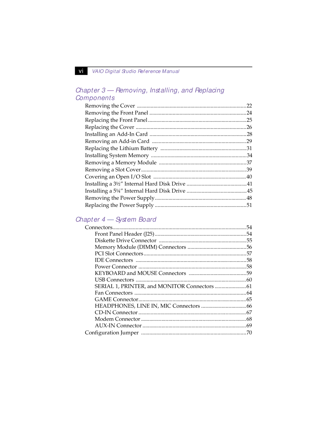 Sony PCV-R532DS manual Removing, Installing, and Replacing Components, Vaio Digital Studio Reference Manual 