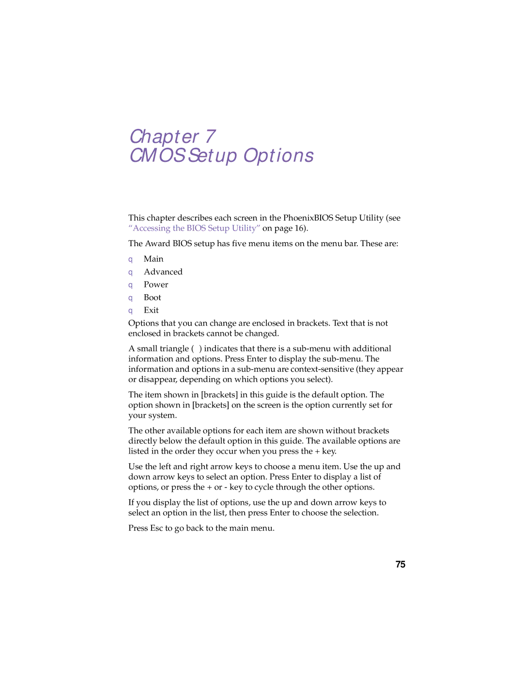 Sony PCV-R532DS manual Chapter Cmos Setup Options 