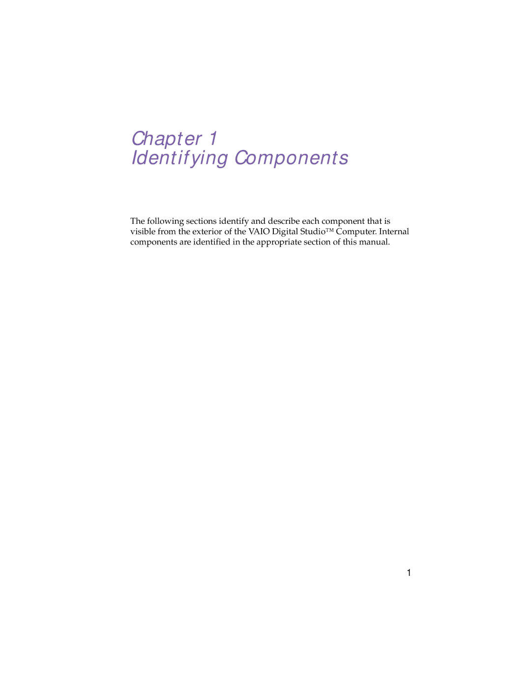 Sony PCV-R532DS manual Chapter Identifying Components 